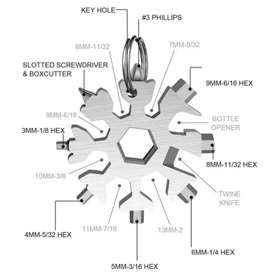 18-in-1 Stainless Snowflake Wrench Multi-Tool