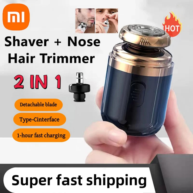 Rechargeable Electric Shaver + Nose Hair Trimmer (2-in-1)