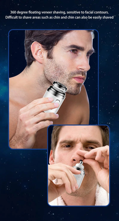 Rechargeable Electric Shaver + Nose Hair Trimmer (2-in-1)