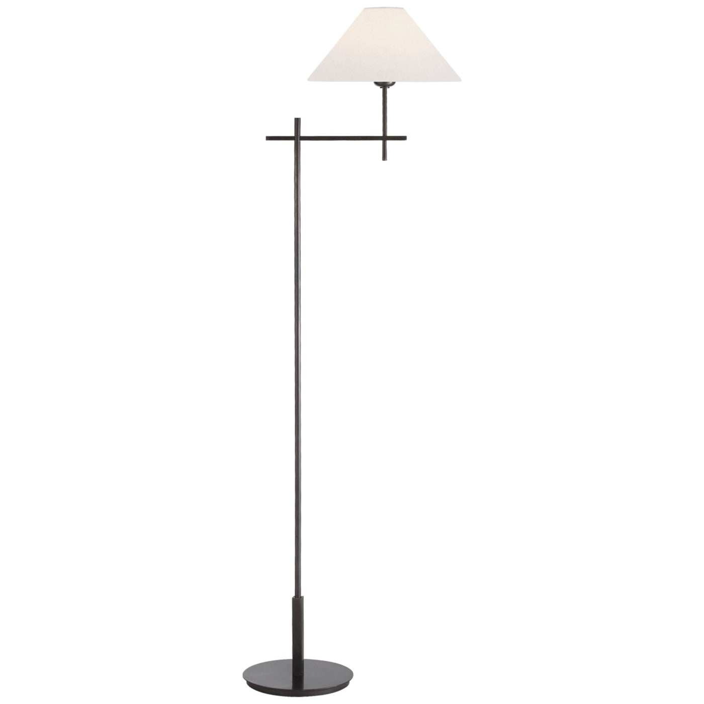 J. Randall Powers Hackney Bridge Arm Floor Lamp in Bronze with Linen Shade